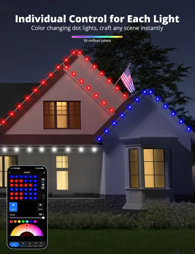 Vista 2 de APPECK Luces permanentes para exteriores para casa, 100 pies con 90 LED, 60 lm blanco cálido con cubierta sólida, tira de luces LED inteligentes