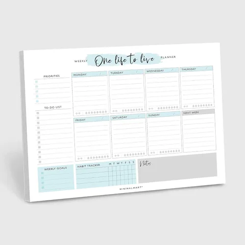 Cute Weekly Planner By Minimalmart | 50 Undated Tear-Off Sheets |Personal Productivity Calendar Organizer For Daily Tasks, Appointments, Meal Prep,