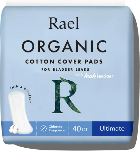 Vista 15 de Rael Almohadillas de incontinencia para mujer, funda de algodón orgánico, esencial posparto, absorción pesada, control de vejiga, núcleo de 4 capas