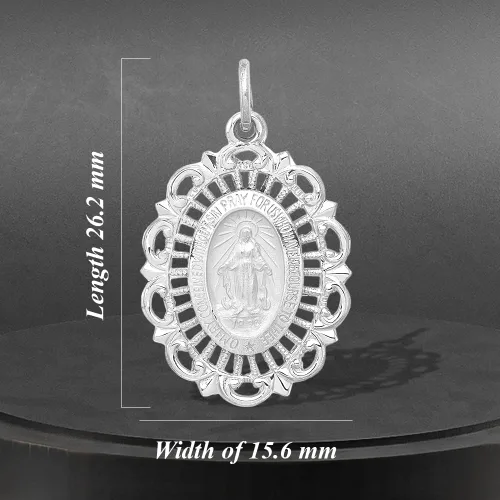 Vista 4 de 14k Gold Miraculous Medal Solid Charm Pendant Fine Jewelry for Women