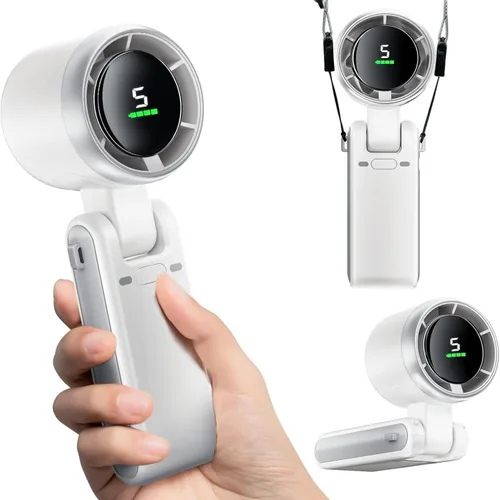 Ventilador de mano, ventilador personal recargable, motor de alta potencia, pantalla LED, ventiladores de bolsillo pequeños para