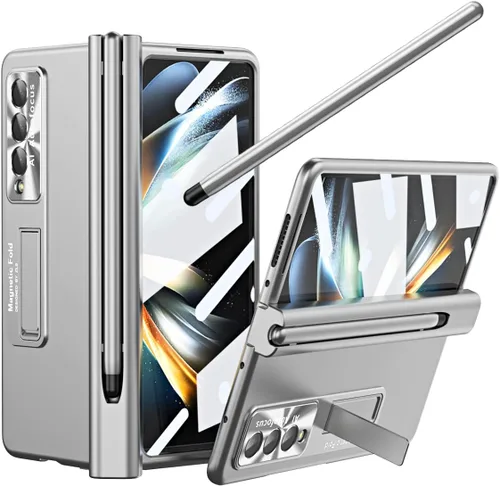 Vista 11 de Funda para Samsung Galaxy Z Fold 4 con soporte para bolígrafo S y bolígrafo, [protección de bisagra] [protector de pantalla integrado]