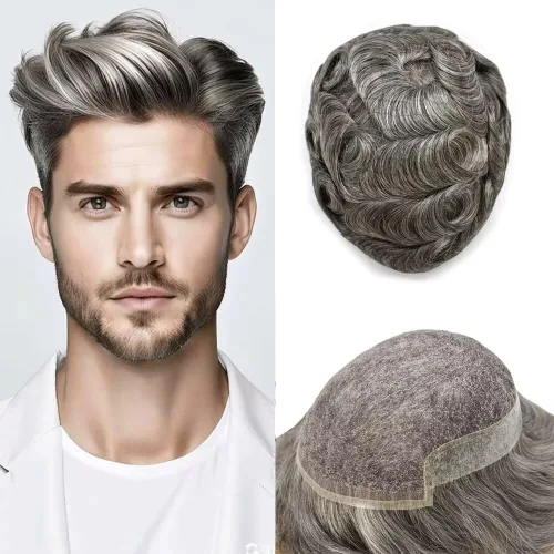 Vista 41 de FACE MIRACLE - Tupé de encaje frontal francés para hombres, postizos, sistemas de reemplazo de cabello humano con PU para hombre, prótesis