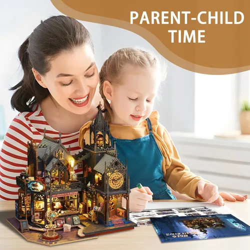 Vista 6 de Flever - Kit de casa de muñecas en miniatura DIY, habitación creativa con muebles para regalo artístico romántico (Holo Magic City II)