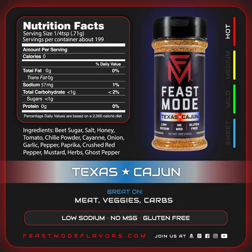 Vista 5 de Feast Mode Flavors Picante Pack 5 unidades Condimentos de 5 oz Condimento para preparación de comidas, bajo en sodio, sin MSG, sin gluten