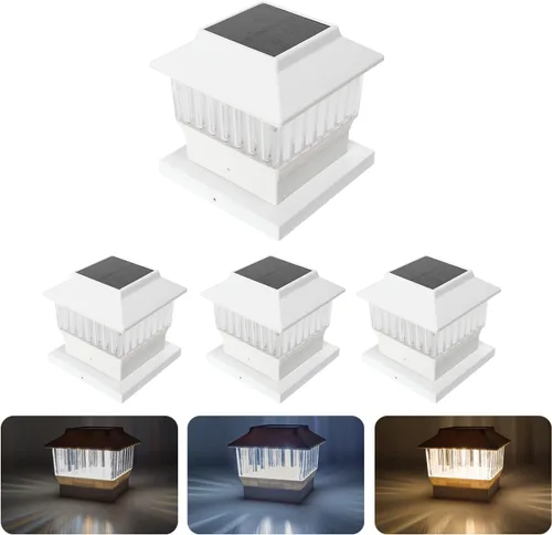 Vista 27 de Luces solares modernas para tapa de poste #1 (se adapta al poste de 4 x 4, nominal 4 x 4 y 6 x 6), 50 lúmenes con tres opciones de temperatura