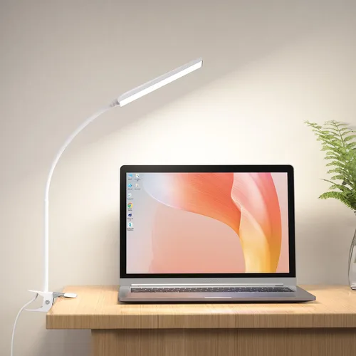 Vista 9 de RAOYI Lámpara de escritorio LED, clip USB de 5 W, lámpara de mesa con abrazadera de lectura para cuidado de los ojos con 48 luces LED, cuello