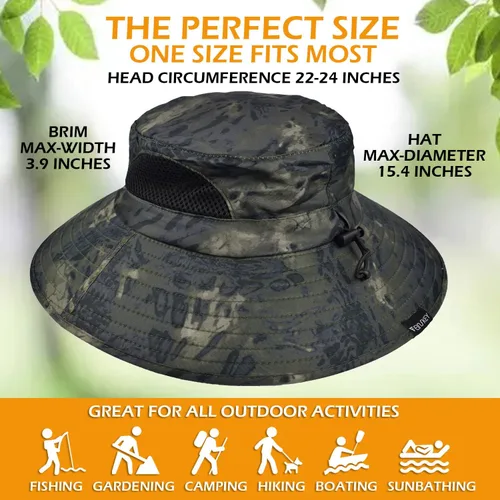 Vista 6 de EINSKEY Sombrero unisex para el sol, impermeable, de ala ancha, plegable, para pesca, senderismo, jardinería, safari, playa