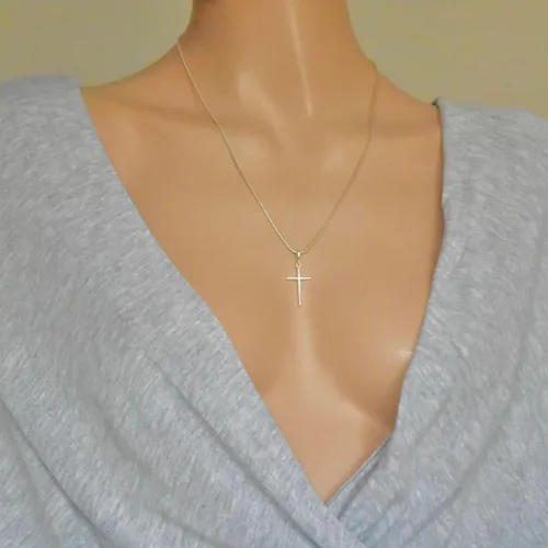 Vista 4 de Cruz de plata de ley 925 colgante minimalista religioso unisex joyería
