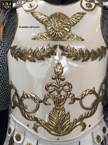 Vista 7 de Blanco Medieval Romano Musculo Coraza Armadura Caballero Pectoral LARP Armadura Disfraz de Halloween, Blanco