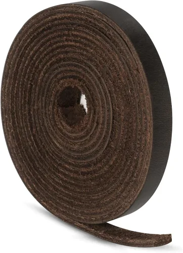 Vista 26 de Ringsun Tiras planas de cuero de 1/4 pulgada de ancho para manualidades, correas de cuero de grano completo para cordón de artesanías, estampado