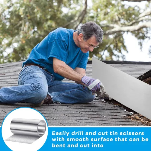 Vista 5 de Zonon Rollo de aluminio intermitente de 14 pulgadas x 20 pies para techo intermitente resistente a la intemperie, paneles de metal para sellar