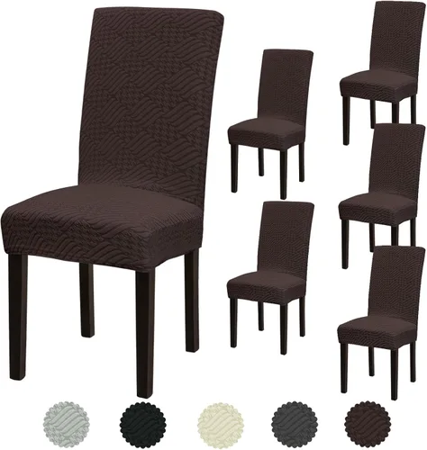 Vista 82 de Juego de 6 fundas elásticas para sillas de comedor, extraíbles y lavables, para sillas de comedor, hotel, ceremonia