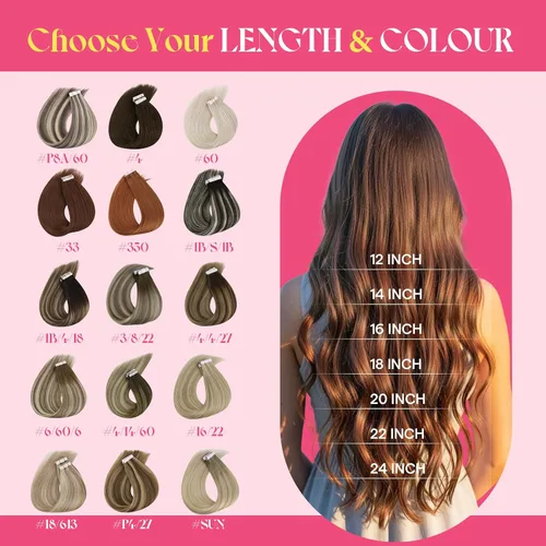 Vista 8 de Ve Sunny Extensiones de cabello humano real con cinta, cabello humano Remy, lacio, doble cara, color marrón oscuro, balayage, rubio dorado oscuro