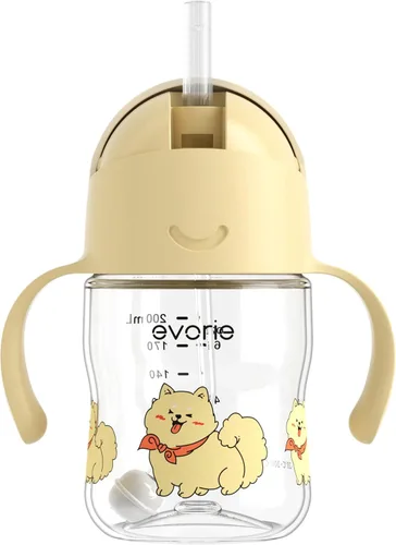 Vista 16 de Evorie Tritan - Vaso para beber con popote con peso con asas para bebés y niños pequeños, botella de agua a prueba de derrames con popote para 6