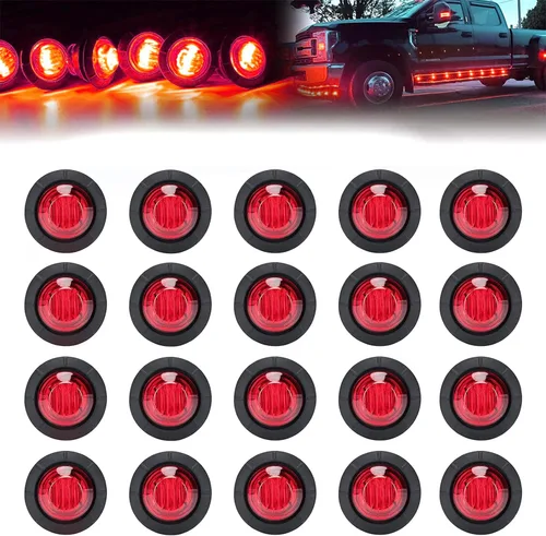 Vista 8 de FXC Luces LED de señalización de 3/4" redondas, indicadores de advertencia, luces laterales, frontales y traseras, luces de giro, cola y marcha