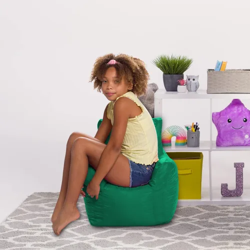 Vista 70 de Posh Creations Puf estructurado cómodo para jugar, leer y ver la televisión, silla Pasadena, lona - Estrellas esbozadas