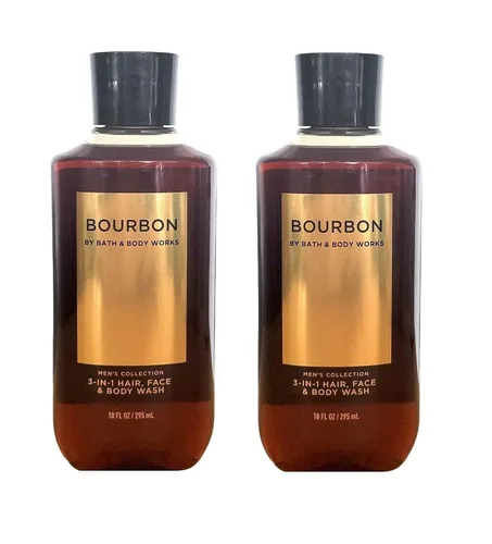 Bath and Body Works For Men Bourbon 3 en 1 Lavado para Cabello, Cara y Cuerpo - Paquete de Valor lote de 2 - Tamaño Completo (Freshwater)