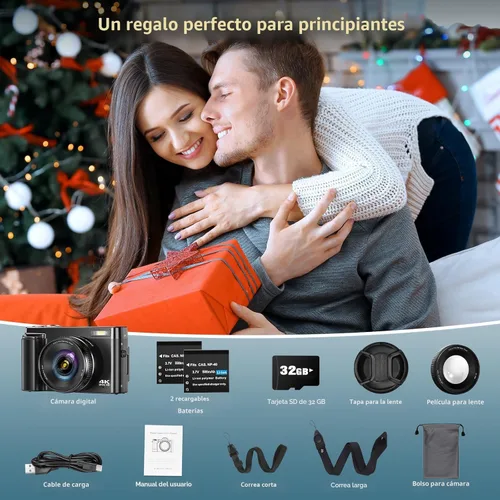 Vista 7 de Cámara digital 4K para enfoque automático de fotografía, cámara de vlogging WiFi mejorada de 64 MP para YouTube con pantalla abatible de 180° de 3