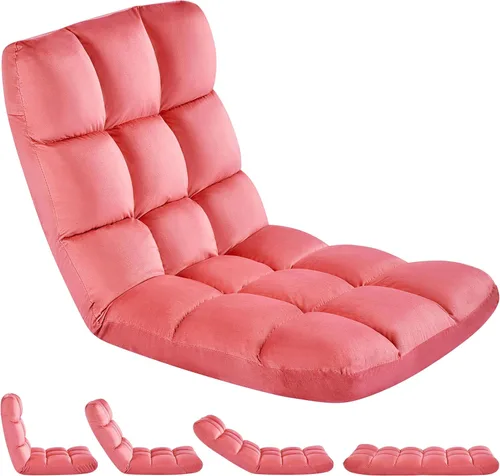 Vista 10 de Yaheetech Silla de Piso Plegable con Respaldo, Sofá de Juegos Plegable Acolchado con 14 Respaldos Ajustables, Sofá Reclinable para Adultos, Silla