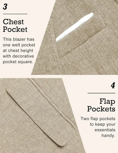 Vista 4 de Coofandy - Chaquetas de traje casuales para hombre, blazer liviano, abrigos deportivos de un botón