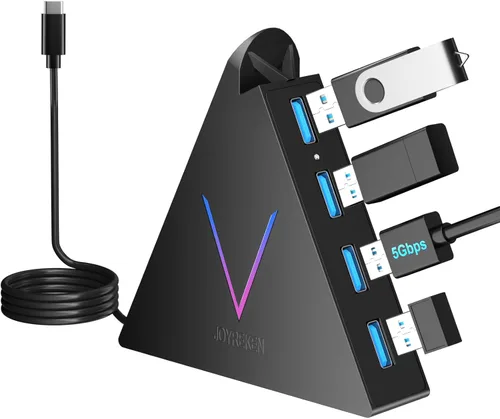 Vista 14 de FlyingVHUB Hub USB 3.0 de 4 puertos, concentrador USB vertical de datos con cable extendido de 2 pies, para Mac, PC, Xbox One, PS4, PS5, iMac