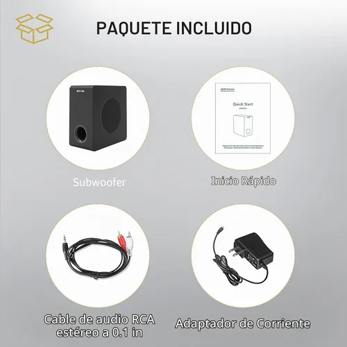 Vista 7 de Subwoofer con alimentación, Bestisan Subwoofer de audio para el hogar activo de 6.5" de 16,5 cm en diseño compacto para receptor, graves profundos