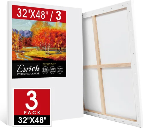 Vista 17 de ESRICH Lienzo estirado para pintar de 5 x 7 pulgadas, paquete de 28 lienzos pequeños de 5/8 pulgadas, lienzo en blanco imprimado sin ácidos