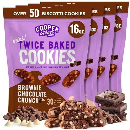Vista 17 de Cooper Street Galletas biscotti de chocolate con brownie dos veces horneadas (16 onzas), más de 50 mini bocadillos de biscotti de estilo italiano