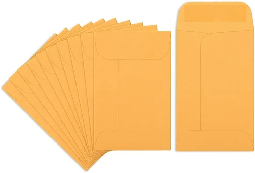 Sobres de papel kraft para monedas/semillas de 2.25 x 3.5 pulgadas, #1 sobre de solapa engomada para piezas pequeñas, almacenamiento para envíos y