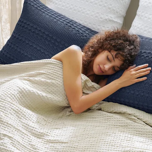 Vista 227 de PHF - Fundas de almohada 100% algodón con tejido gofre europeo, 26 x 26 pulgadas, 2 unidades para decoración elegante del hogar, para cama, sin