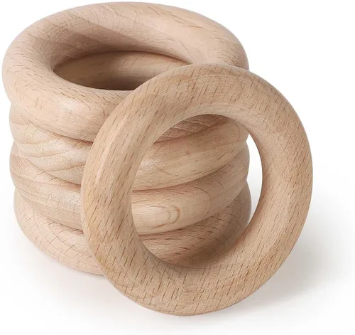 Vista 27 de FoDau770 5 anillos de madera de haya natural, anillos de madera maciza sin terminar, círculos de madera resistente, círculos de macramé
