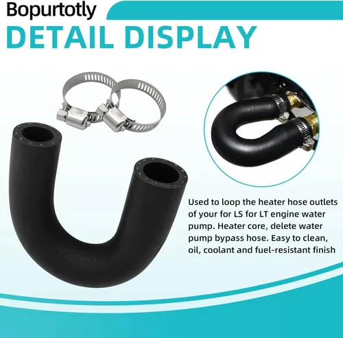 Vista 3 de 551699 Manguera de derivación de núcleo de calentador con 2 abrazaderas para motor de la serie LS o LT