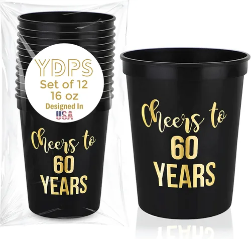 Vista 9 de Copas de plástico reutilizables para estadios de 30 años, 16 onzas, 12 unidades, recuerdos de fiesta de 30 cumpleaños y decoración de mesa para ella