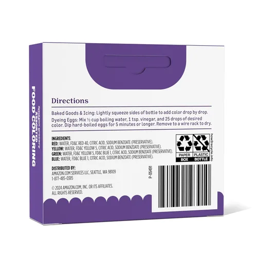Vista 2 de Yaxa Grocery, Colorante de alimentos surtido, contiene botellas rojas, azules, verdes y amarillas, 1.2 onzas líquidas