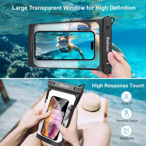 Vista 5 de Bolsa grande impermeable para teléfono, paquete de 2 bolsas flotantes impermeables para iPhone 17 16 15 Pro Max Galaxy S26 S25 S24 Ultra para todos