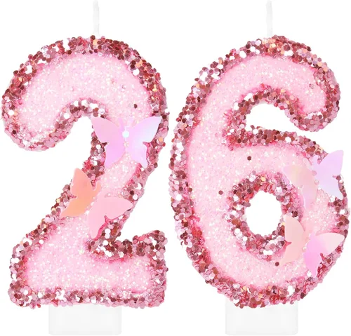 Vista 16 de Velas de cumpleaños número 1, decoración de fiesta de cumpleaños de mariposa para mujeres y niñas, vela morada de feliz cumpleaños para pastel, vela