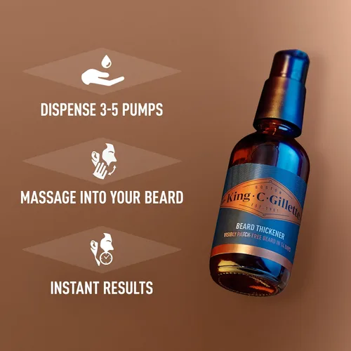 Vista 4 de King C. Gillette Espesante de barba formulado con complejo de vitamina B y cafeína, 1.7 onzas