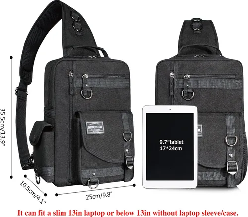 Vista 2 de Leaper Bolsa de mensajero para exteriores bolsa cruzada para el hombro color negro
