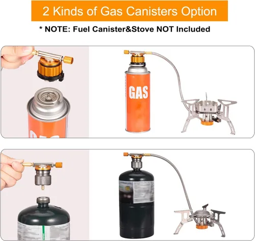 Vista 4 de Camping Stove Adapter Propane to Butane Adapter 1 Lb Propane Tank Input EN417 Lindal Valve Output w/Butane Canister Nozzle Input EN417 Lindal Screw