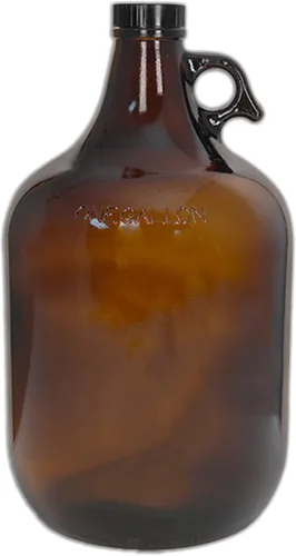 Jarra de vidrio ámbar de 1 galón (128 oz) con tapa de 1.496 in