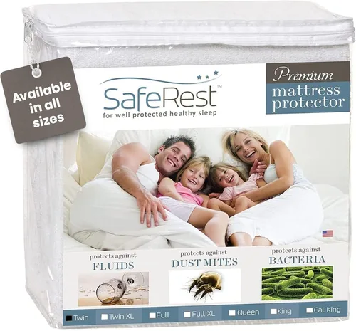 Vista 15 de SafeRest Sleepure - Protector de colchón impermeable tamaño individual derivado de viscosa de bambú - Ajustado con bolsillos elásticos - Funda