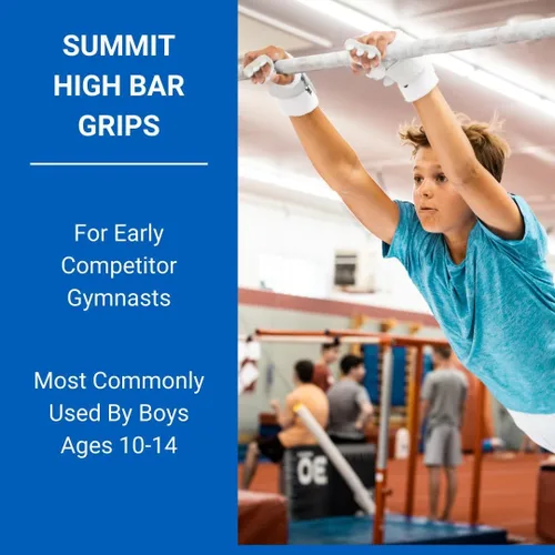 Vista 5 de Gibson Athletic Summit High Bar Gymnastic Grips for Boys, Durable Leather Grip for Secure Grip, Hand Grips for Early Competitor Gymnasts, Gymnastics