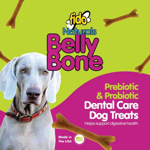 Vista 2 de Fido - Huesos del vientre para perros, 8 golosinas dentales medianas con sabor a yogur (hechas en Estados Unidos) - 8 golosinas para perros medianos
