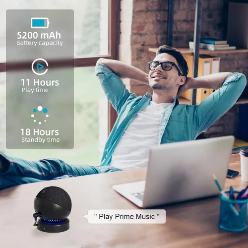 Vista 4 de Base de batería para Echo Dot 5ª generación portátil Echo Dot 4ª generación y Homepod Mini accesorios de soporte de batería, no incluye altavoz DOT