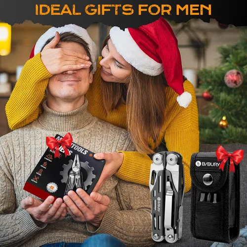 Vista 9 de BIBURY Multitools BI2038C, cuchillo de bolsillo de acero inoxidable 19 en 1 con tijeras, alicates plegables con autobloqueo EDC multiherramientas