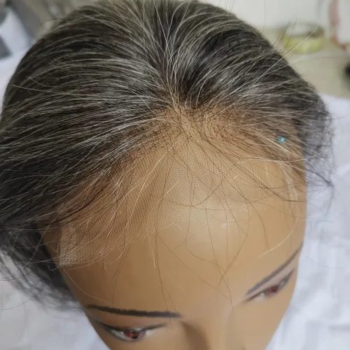Vista 7 de Manojos de cabello humano gris sin procesar y natural, cabello donante real sal y pimienta virgen (30.48 cm 35.56 cm)
