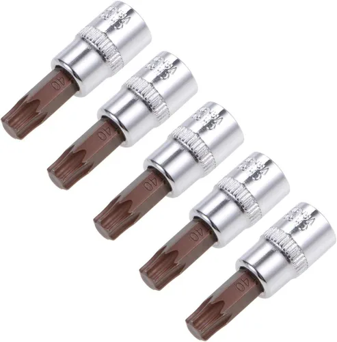 Vista 9 de uxcell 5 unidades de 1/4 pulgadas x T8 Torx Bit Socket, S2 brocas de acero CR-V Sockets 1.496 in Longitud Uso con llave de trinquete, barra