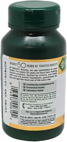 Vista 3 de Nature's Bounty Comprimidos probióticos de Acidophilus, 120 comprimidos
