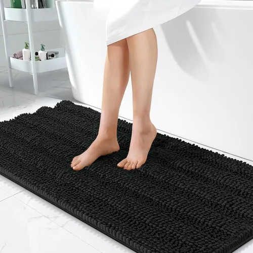 Vista 187 de OLANLY Tapetes de baño gruesos de chenilla a rayas de 30 x 20 pulgadas, extra suaves, absorbentes, con parte trasera de goma, se pueden lavar